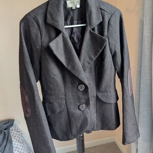 Women's Gray Blazer with Elbow Patches